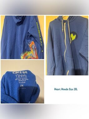 Blue Heart Zip Hoodie - 2XL